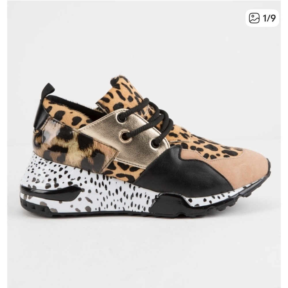 Leopard Print Sneakers with Gold and Black Accents